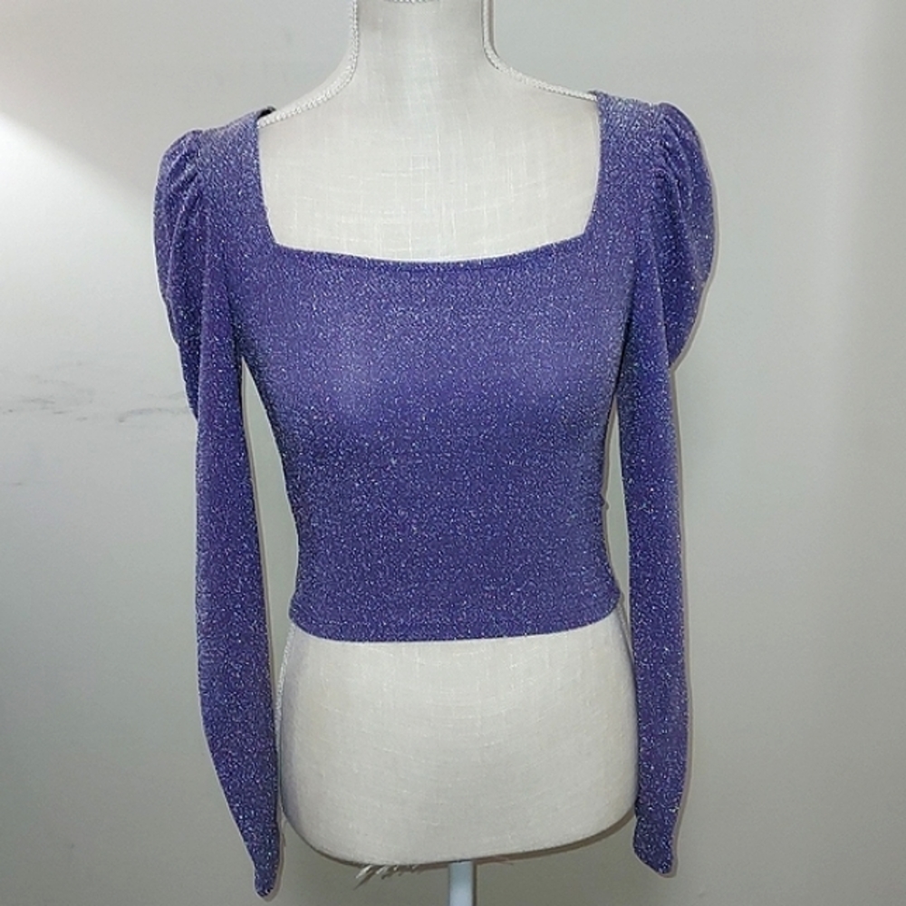 H&M GLITTERY/SPARKLY PURPLE LONG SLEEVE TOP‼️💜